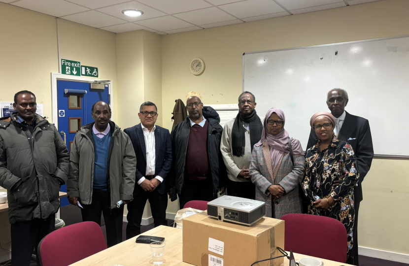 Abbas Merali visit to mental health educational workshop organised by Mind in Harrow Hayaan Somali Mental Health Project in Wealdstone library