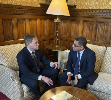 Abbas speaking with Secretary of State for Defense Rt Hon Grant Shapps MP